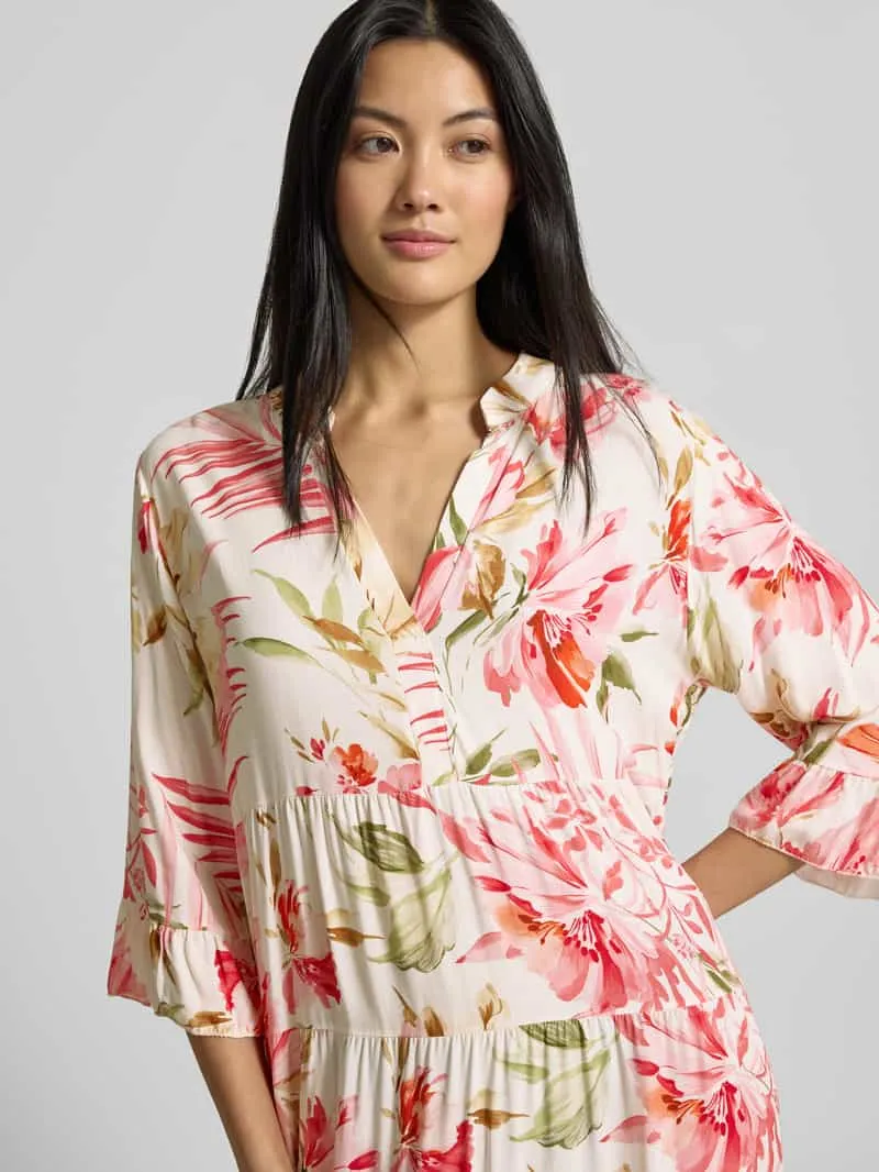 ZABAIONE Midi-jurk van viscose met serafinokraag model 'Kl44arraa' roze, foto 3