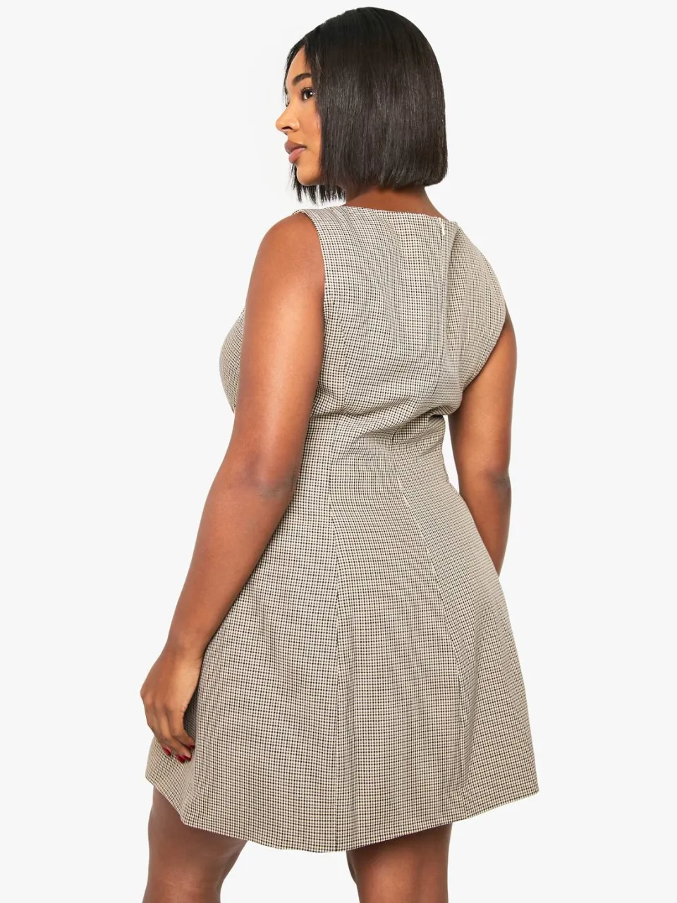 boohoo Dames Plus gesp detail check skater steen, foto 2