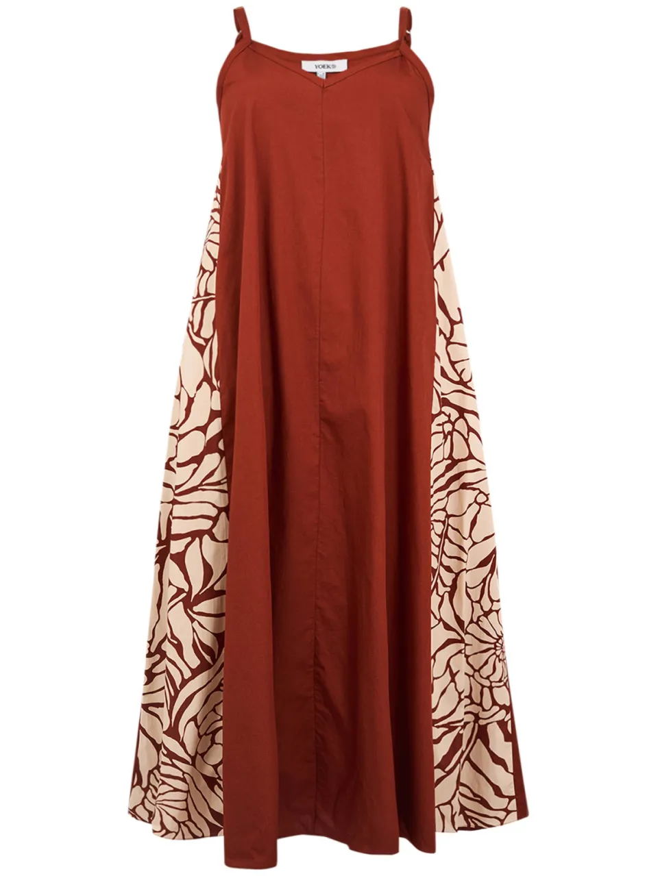 Yoek Swing maxi jurk baksteenrood bordeaux, foto 2