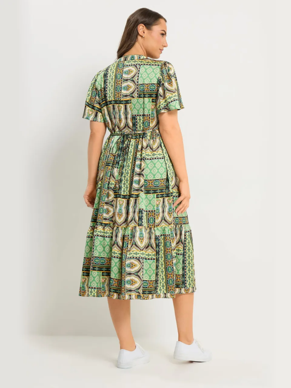 Yours Groene Patchwork Jurk Met Halve Knoopsluiting, foto 2