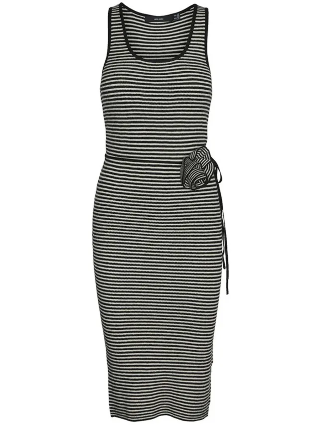 Vero Moda Bloom Petite Mouwloze Midi-jurk Zwart L Vrouw Black / Detail W. Birch