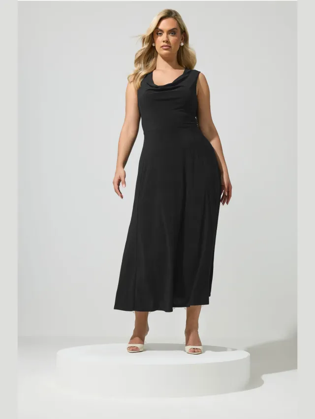 Yours London Yours Zwarte Gedrapeerde Maxijurksize 40 Black