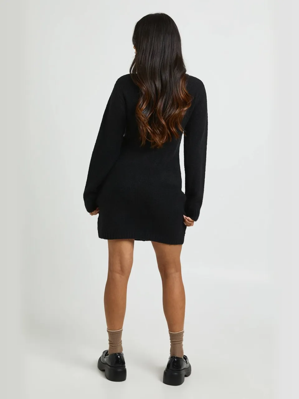 boohoo Dames Petite Gebreide Mini-jaspjurk Met Hoge Kraag En Naaddetail zwart, foto 3