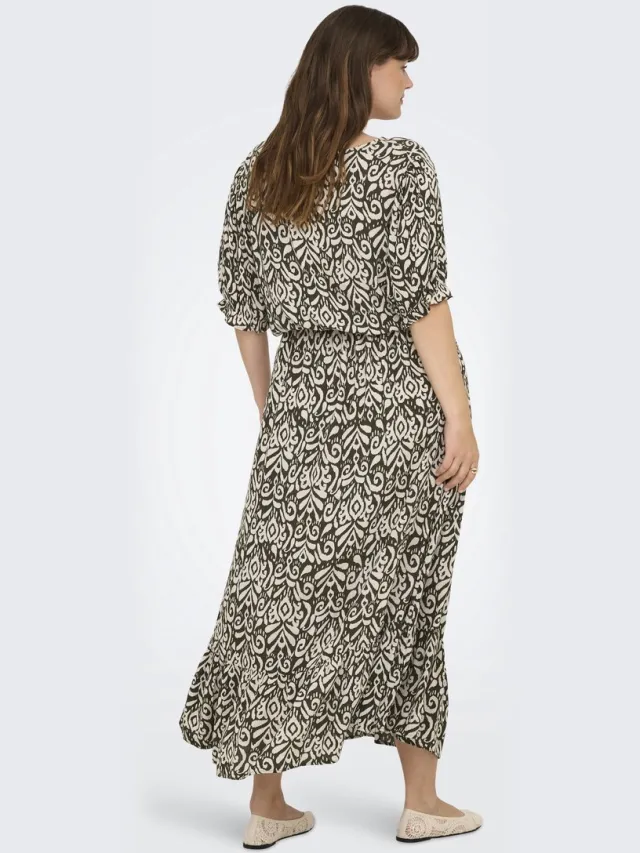 Only Carmakoma CARCHIANTI S/S LONG DRESS WVN NOOS - Dames - Maxi jurken Tarmac/Kaja Graphic