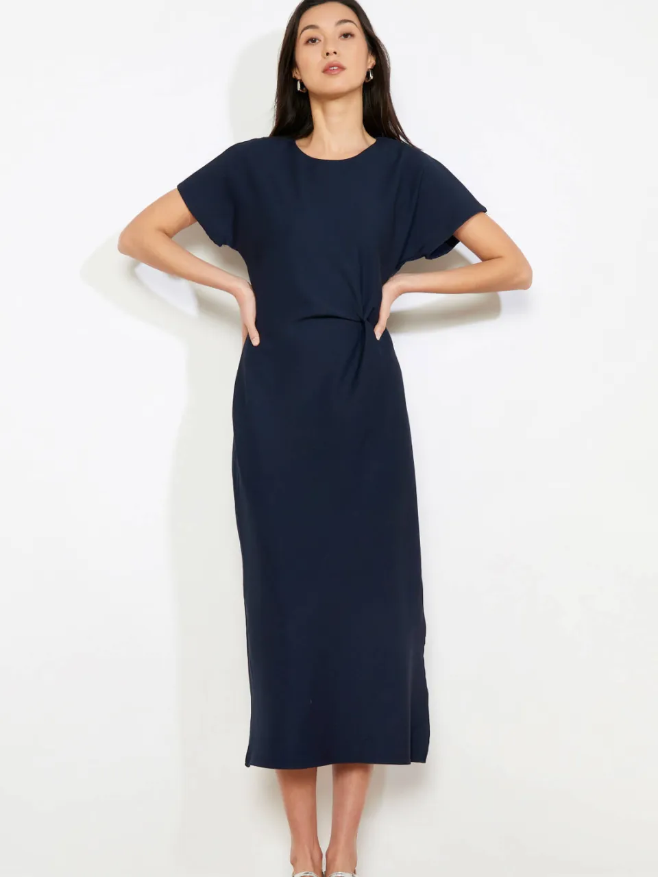 LOLALIZA midi jurk donkerblauw, foto 4