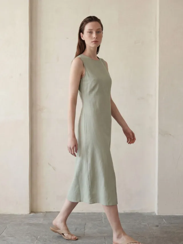 MyFashion Rugdetail Midi-jurk Saliegroen