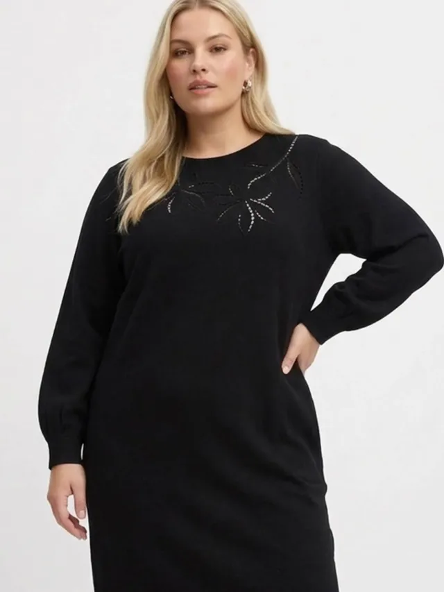 Yoek Moonfleece jurk zwart, foto 4