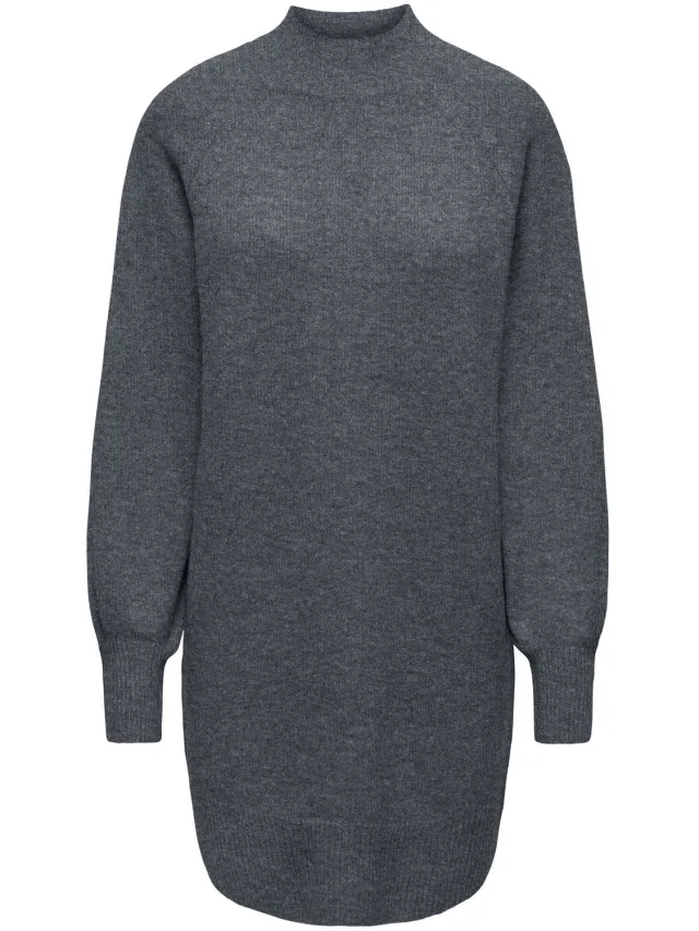 Only ONLOLIVIA LS HIGH NECK DRESS CC KNT - Meisjes - Mini jurken Dark Grey Melange