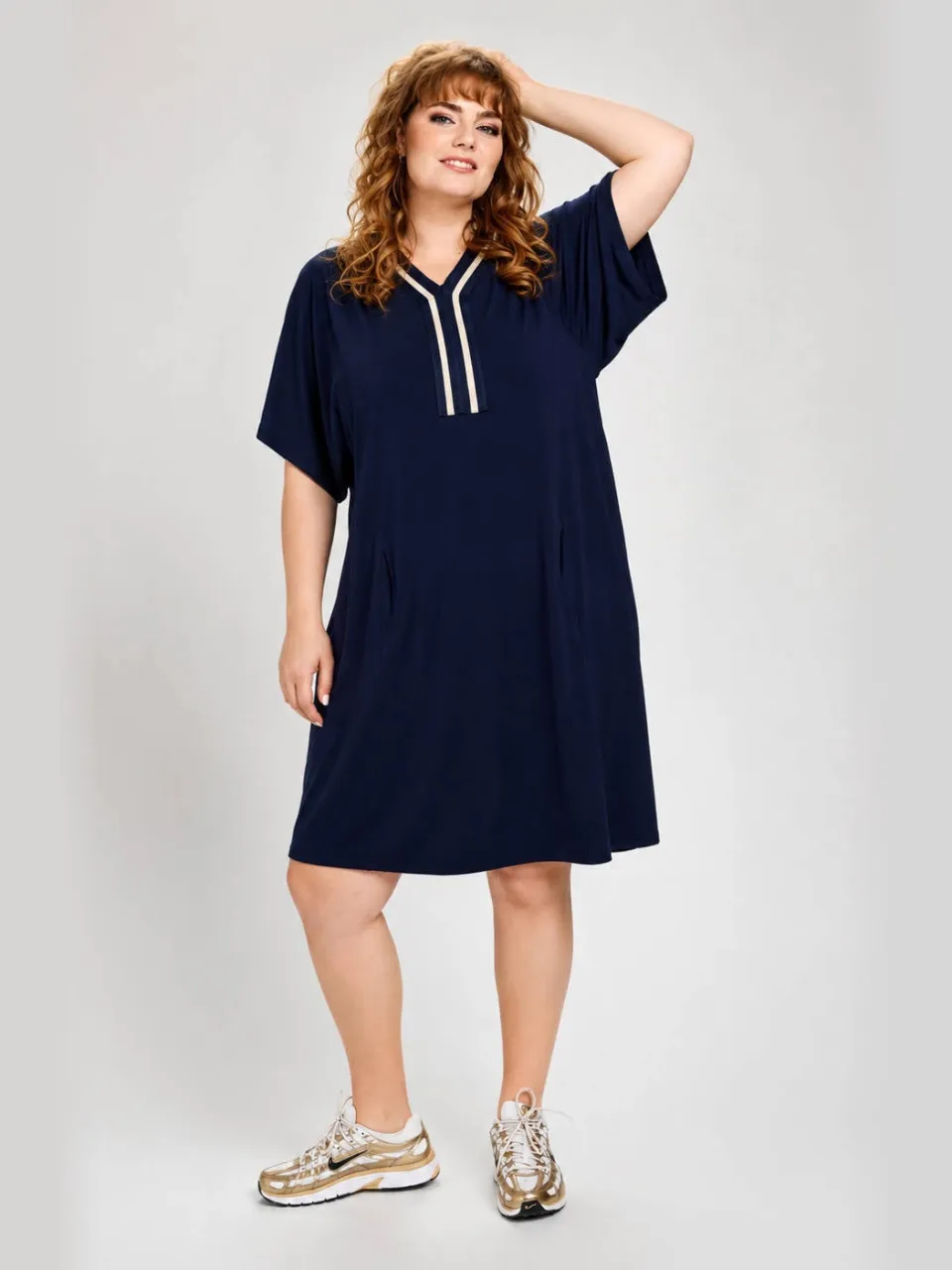 STUDIO midi jurk Plus Size - donkerblauw, foto 5