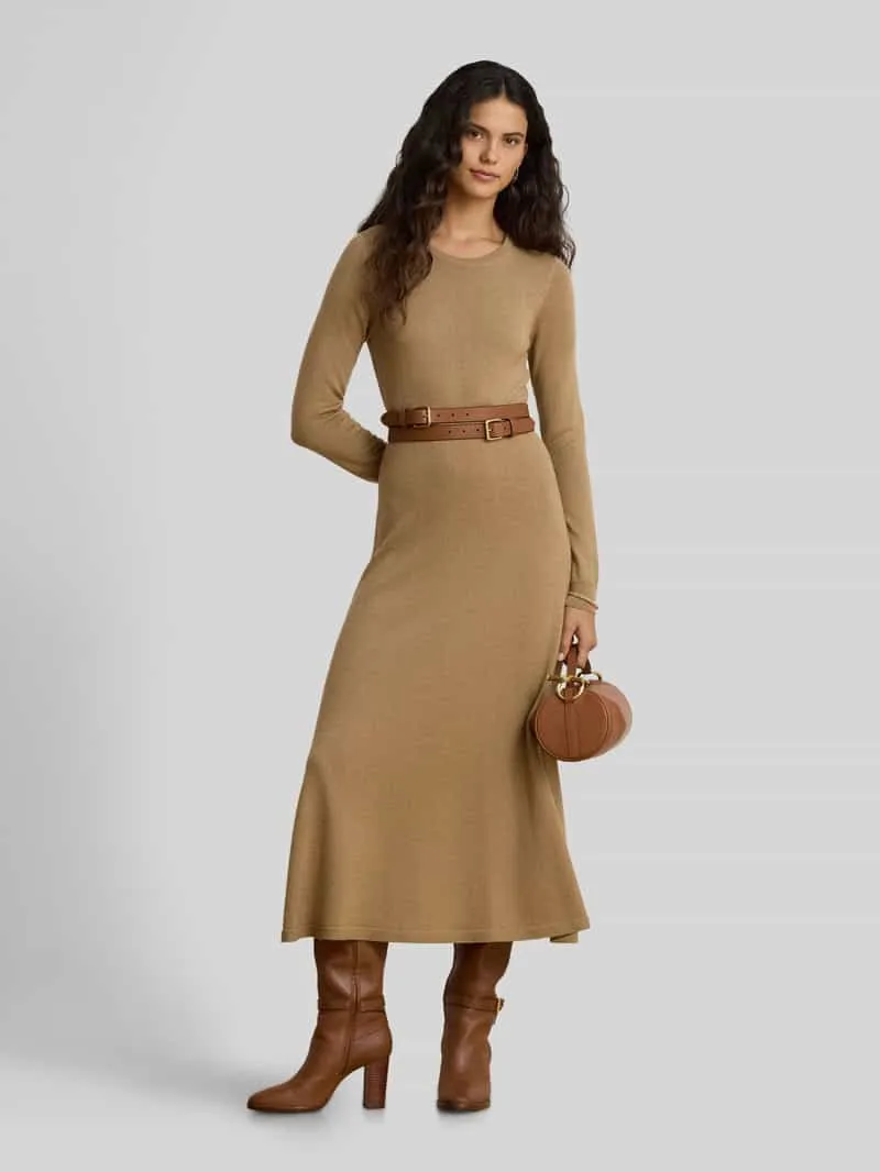 Lauren Ralph Lauren A-lijn vrijetijdsjurk van pure wol model 'VORLEY' camel, foto 3