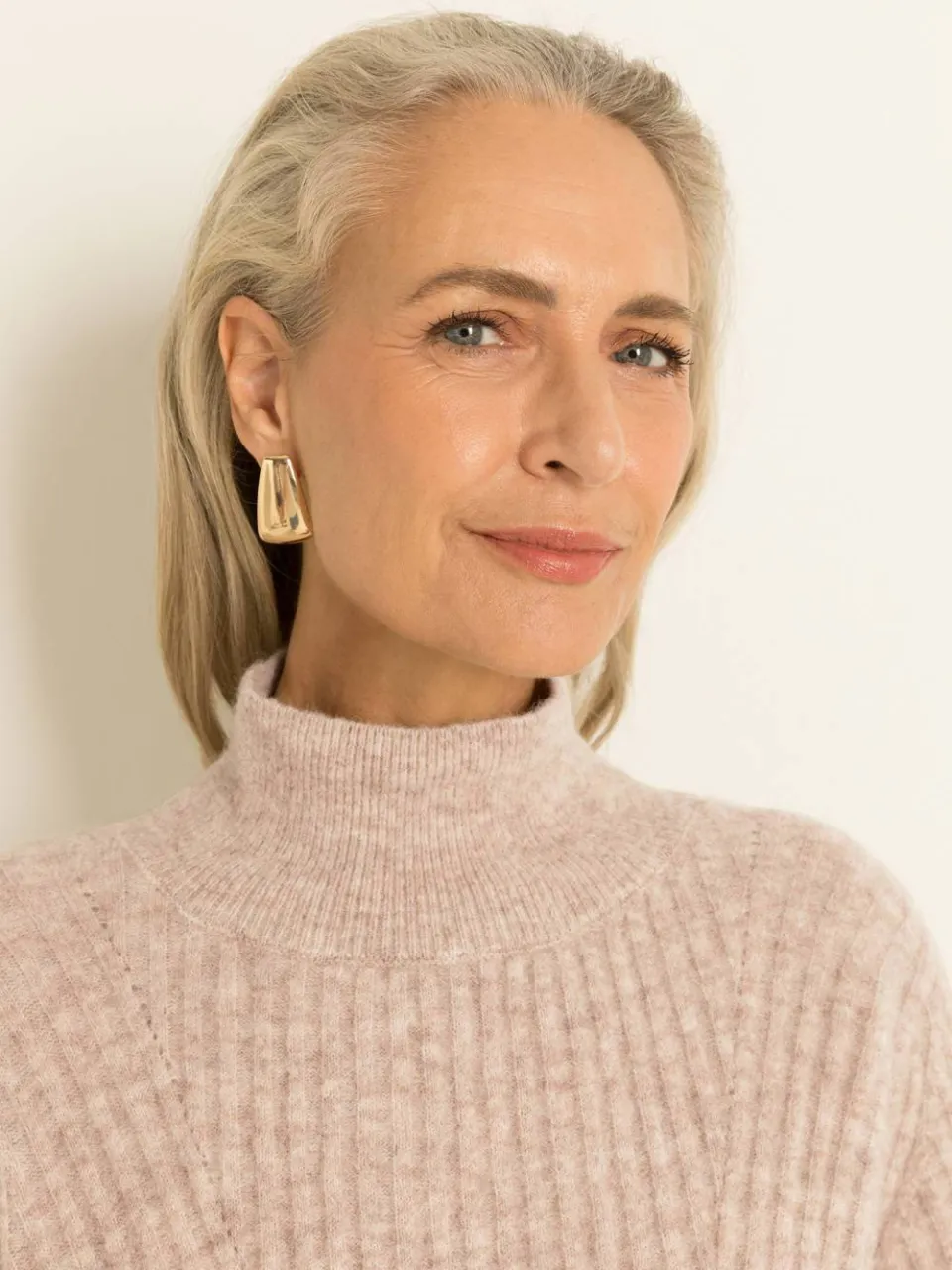Claudia Sträter gebreide midi jurk met col - lichtbruin, foto 5