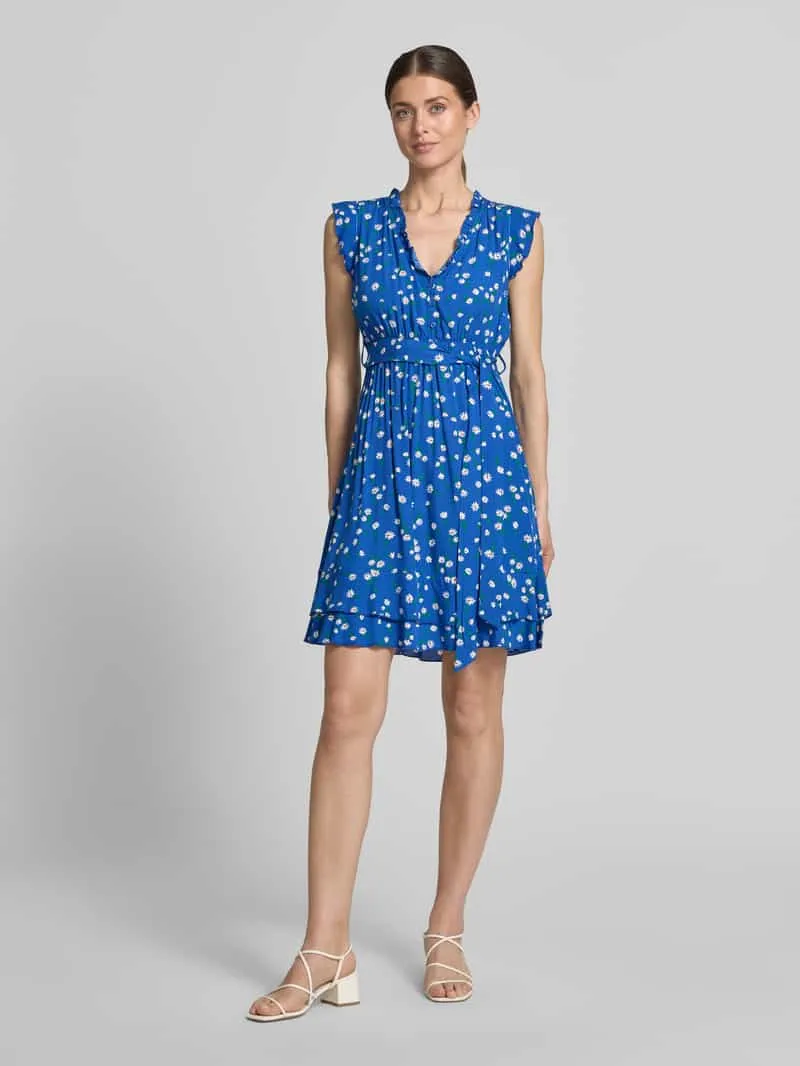 Apricot mini-jurk van viscose met strikceintuur Blauw