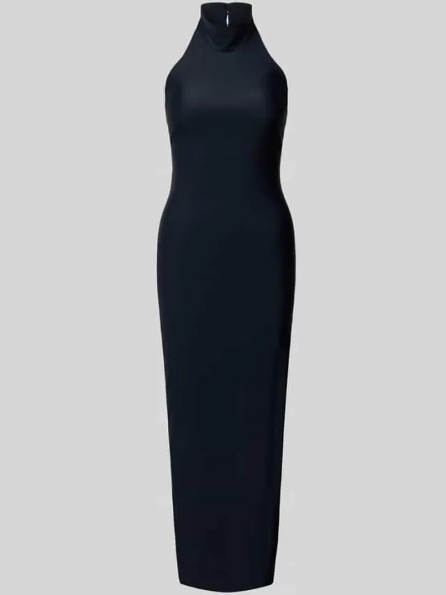 Laona maxi-jurk met opstaande kraag Donkerblauw