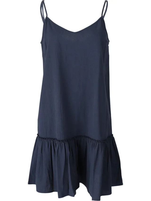 Brunotti Nami - Jurkje Indigo Blue - Dames - 100% Katoen - Zomerjurk - Loose Fit Blauw