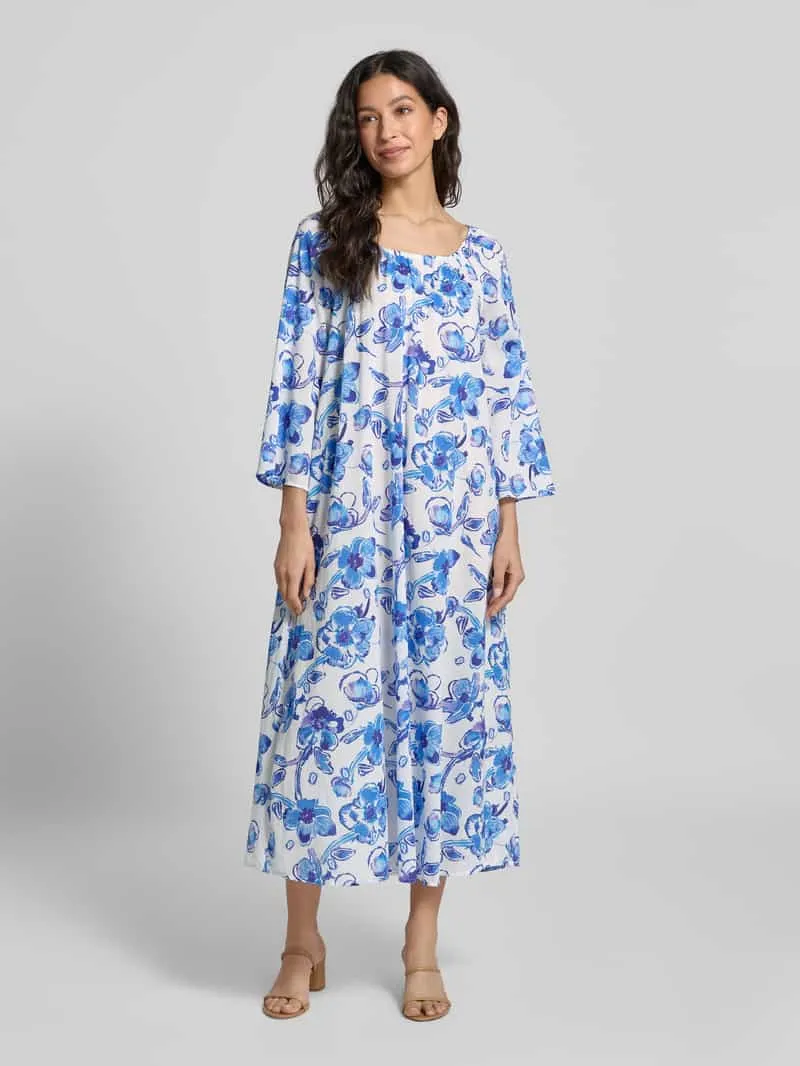 Christian Berg Woman Midi-jurk met ronde hals Blauw