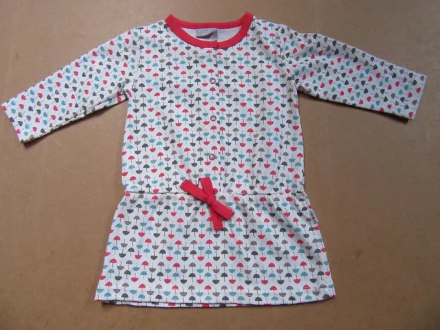 Wiplala kleedje, jurk paraplu's , creme met rood, 9 maand 74 creme met rood , turquoise, beige en bruin