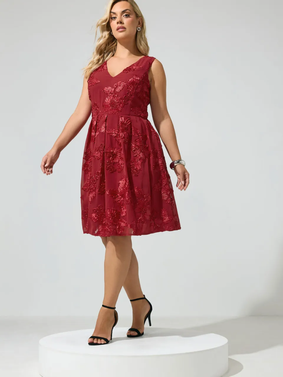 Yours London Rode Minijurk Met Bloemen rood, foto 2