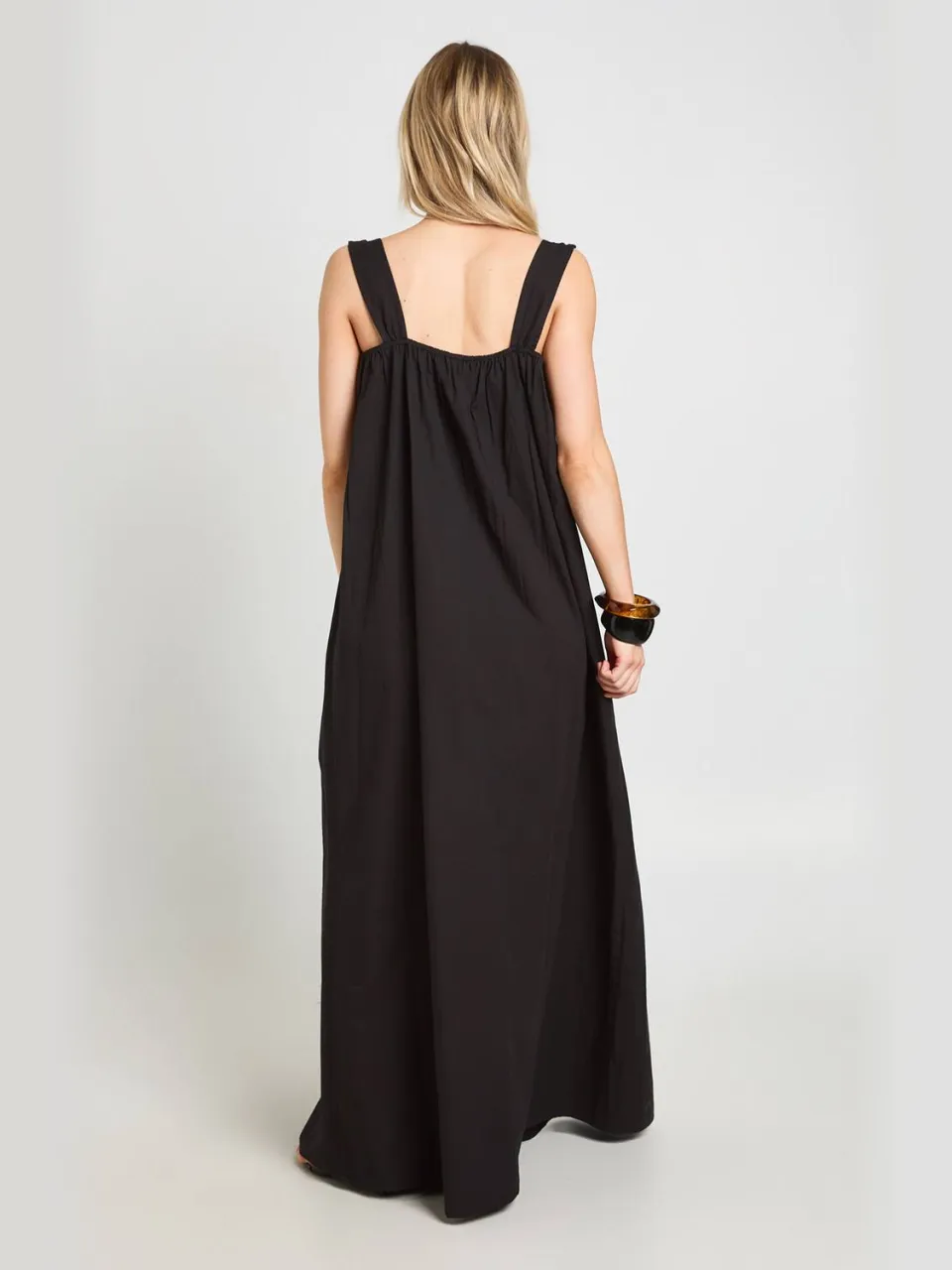 boohoo Dames Petite Maxi Smock Jurk Met Strikdetail Aan De Voorkant zwart, foto 2