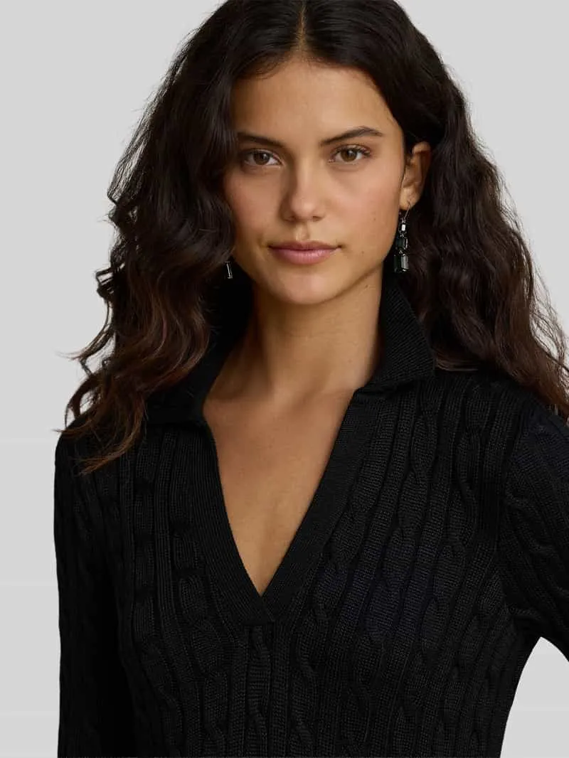 Lauren Ralph Lauren slim fit tricotjurk van mix van katoen en viscose zwart, foto 5