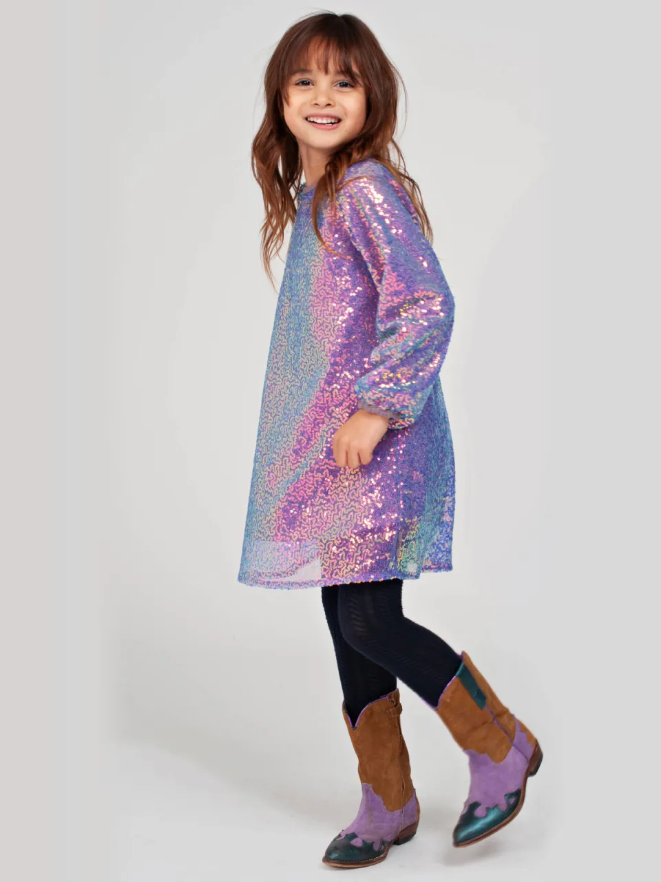 Jubel korte jurk met glitters lila, foto 8