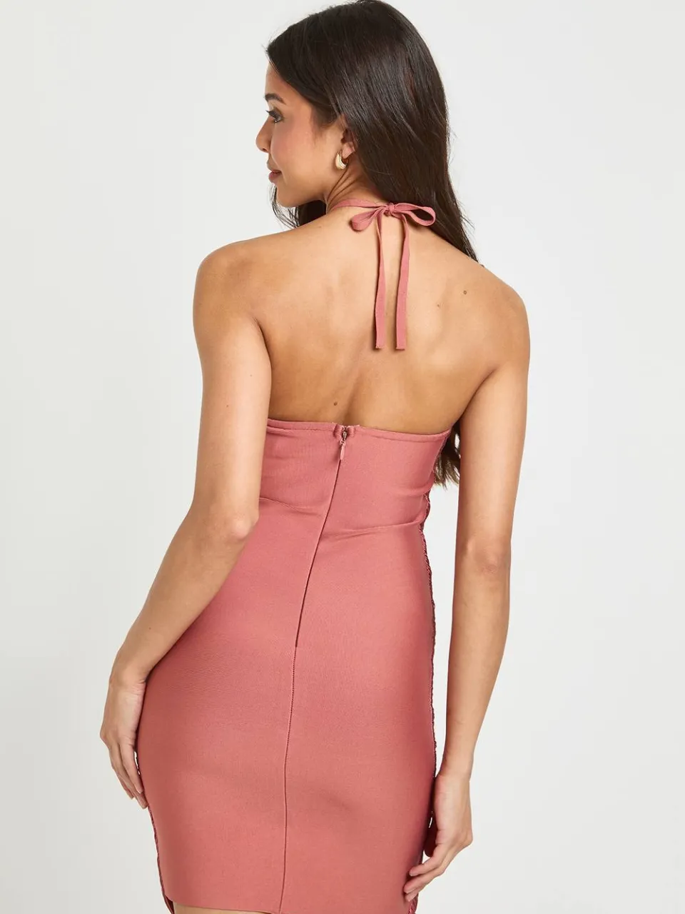 boohoo Dames Premium Bandage Mini-jurk Met Kwastendetail donker roze, foto 3