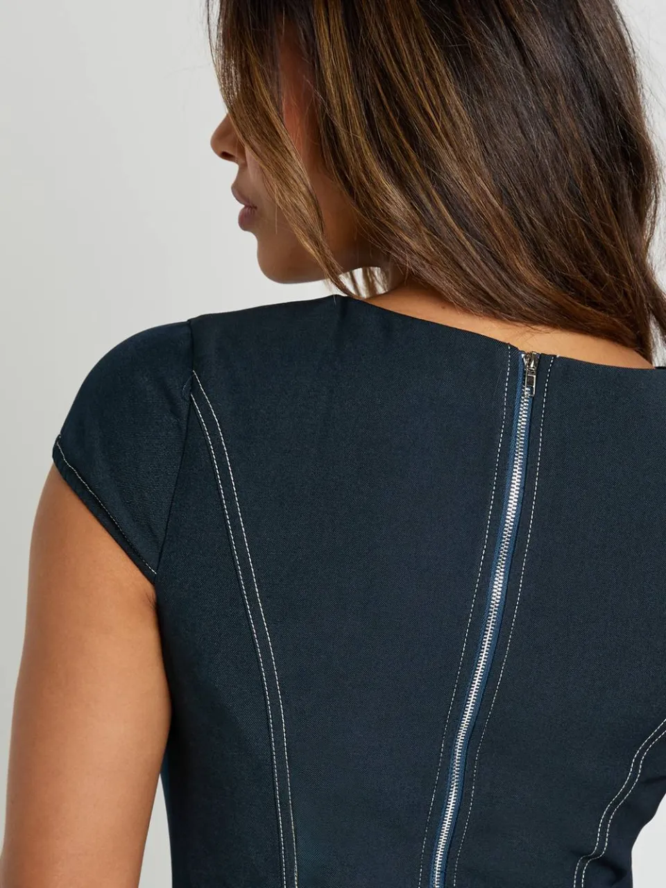 boohoo Dames Mini shift jurk met capmouwen marineblauw, foto 4