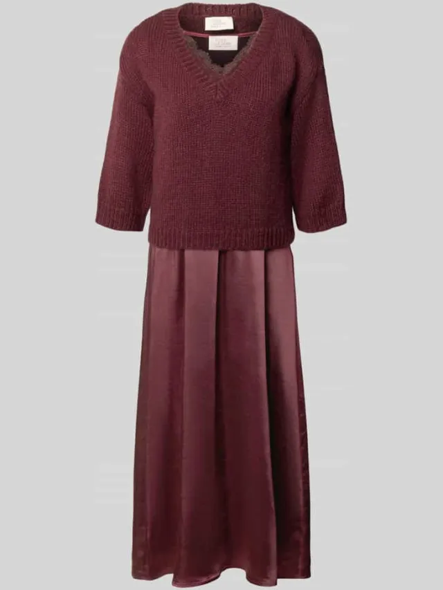 ROBE LÉGÈRE Flatteus vrijetijdsjurk met kant bordeaux