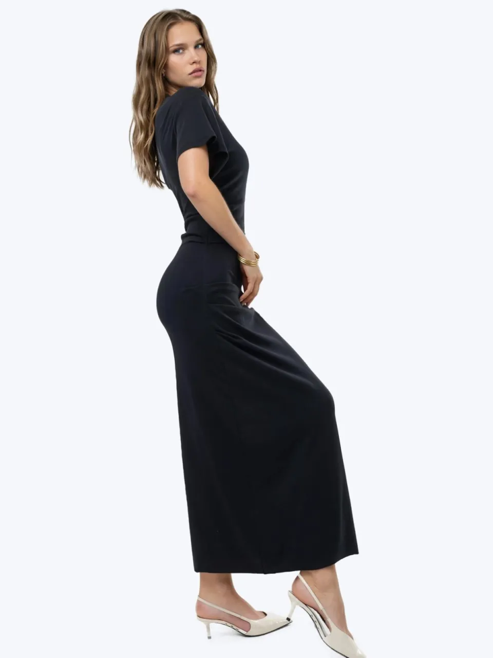Busem Effen Mouwloze Bodycon Midi Jurk zwart, foto 2