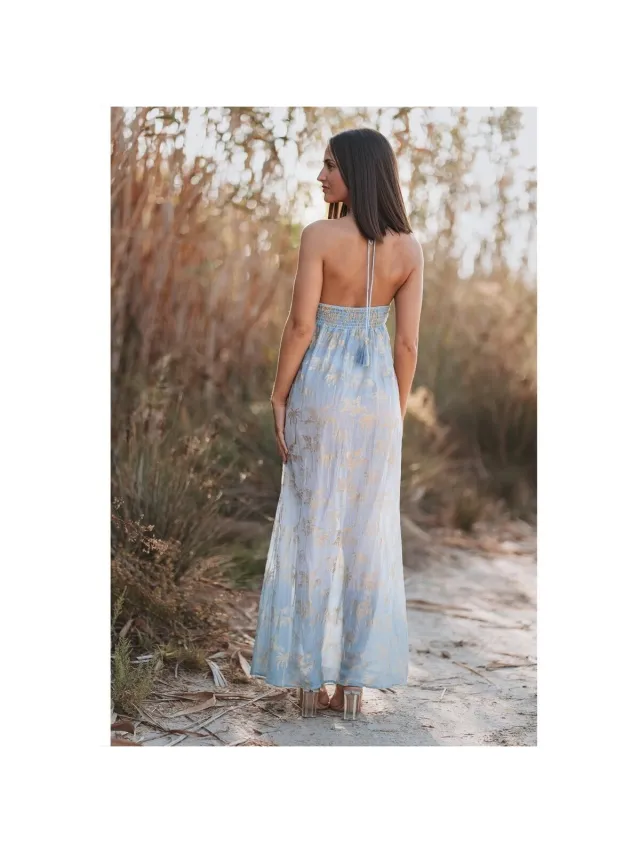 Isla Bonita By Sigris Lange Jurk Isla Bonita By Sigris Lange Midi-Jurk Blauw