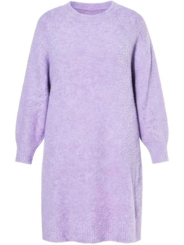 Studio Untold Dames - Gebreide jurk oversized pluizig breisel lange mouw - Purper - Maat 50+