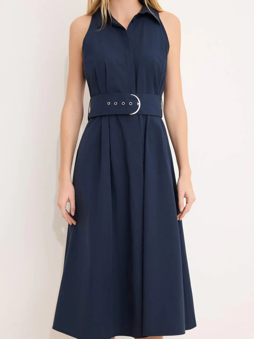Trendyol TRENDYOLMİLLA Dames Donkerblauw Effen Midi Mouwloos Casual Blousejurk Jurken marineblauw/blauw, foto 2