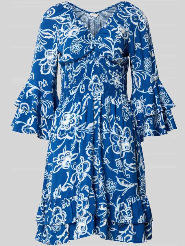 Apricot Mini-jurk van zuivere viscose met smockdetail blauw, foto 2