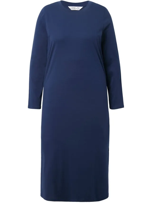 Studio Untold Dames - Maxi-jurk jersey lange mouwen - Marine - Maat 42+