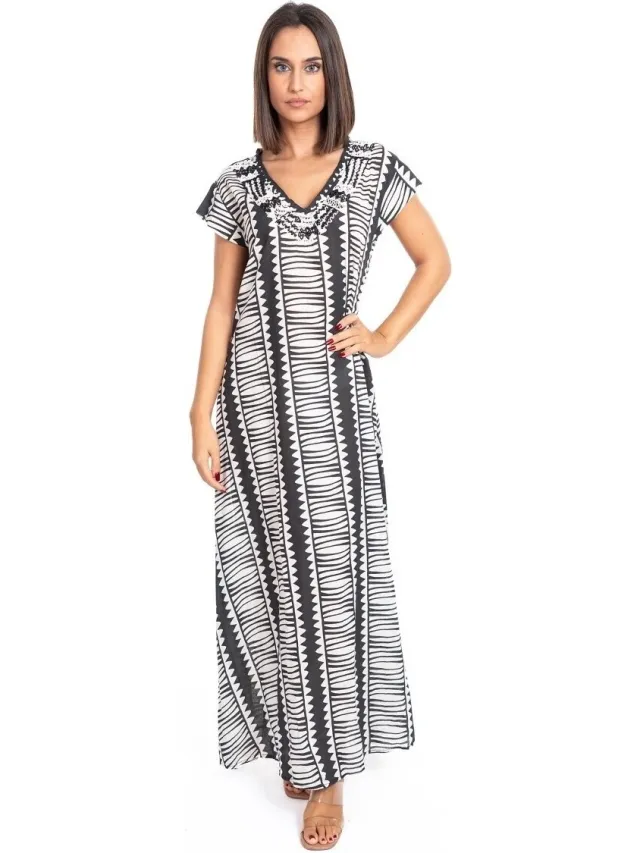 Isla Bonita By Sigris Lange Jurk Isla Bonita By Sigris Lange Midi-Jurk Zwart