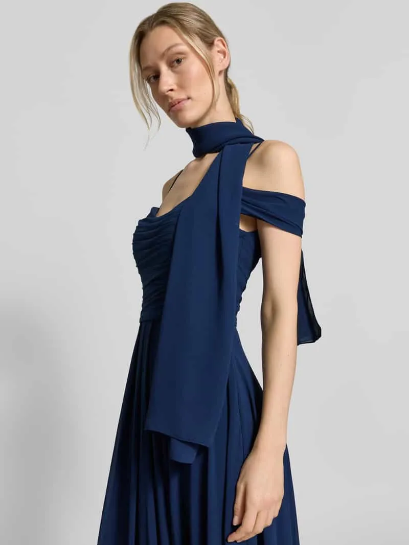 Mascara Maxi-jurk in off-shoulder-look met loopsplit marineblauw, foto 3