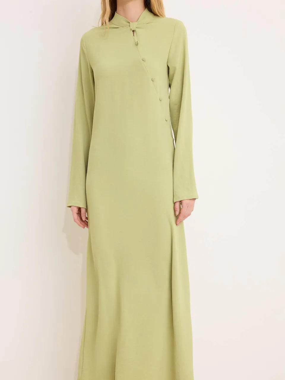 Trendyol Modest Dames Groen Effen Maxi Lang Casual Recht Modest Jurken, foto 2
