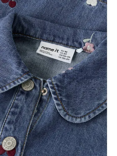 NAME IT gebloemde spijkerjurk middelblauw medium blue denim, foto 4