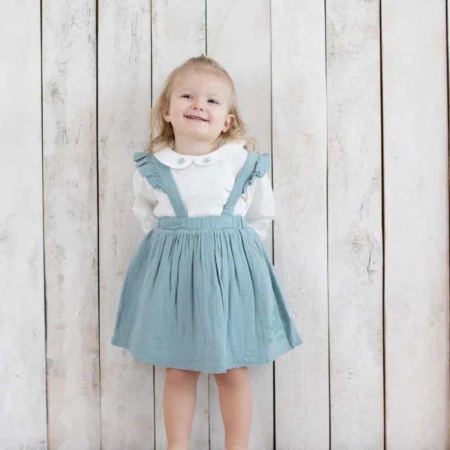 OrganicEra Babyjurkje OrganicEra babyjurkje van biologische mousseline met ruches Era Blue