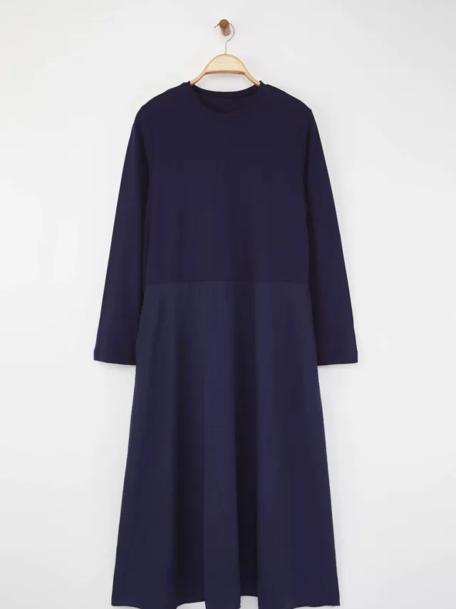 Turkishsouq Curve damesjurk in marineblauw, plat model, midi-lengte, casual/casual, A-lijn, plus size., foto 2