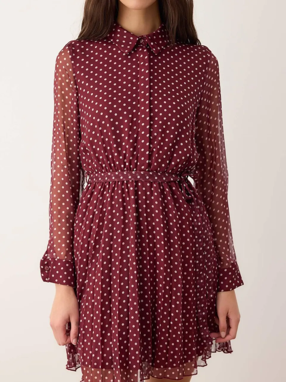 Trendyol TRENDYOLMİLLA Dames Bordeaux Stippen Kort / Mini Lang Avond / Dagelijks Skater Jurken, foto 2