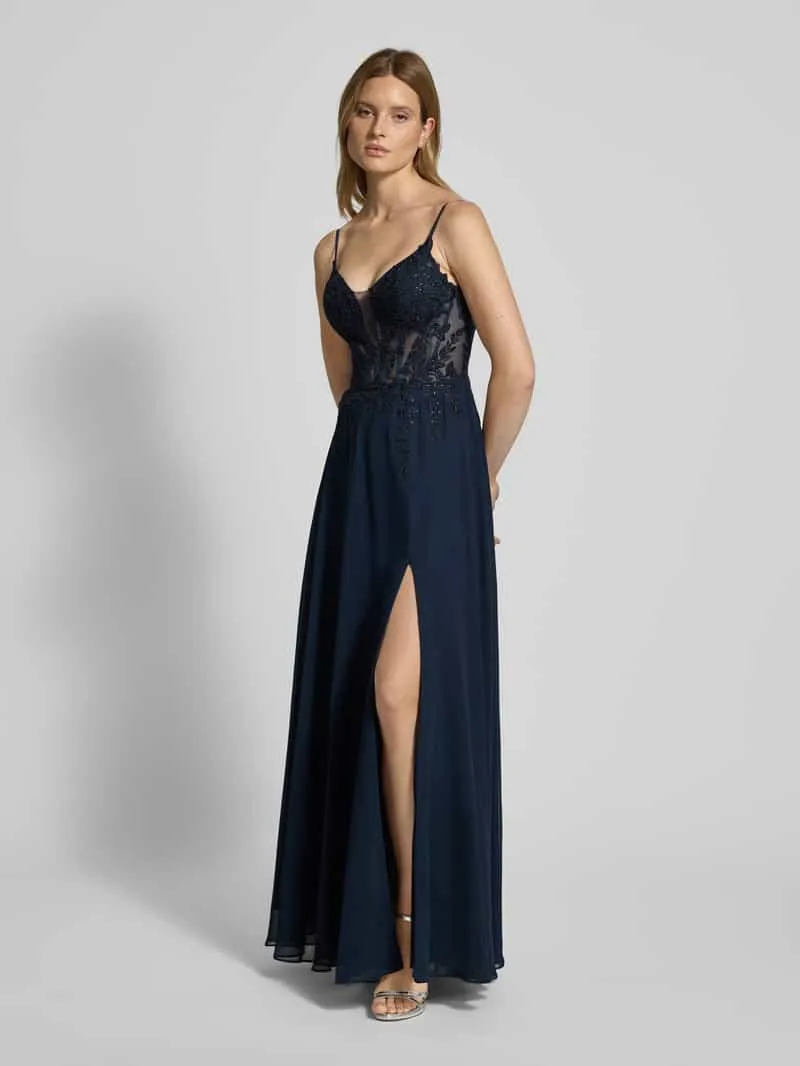 LUXUAR FASHION Avondjurk met hartvormige hals donkerblauw, foto 3
