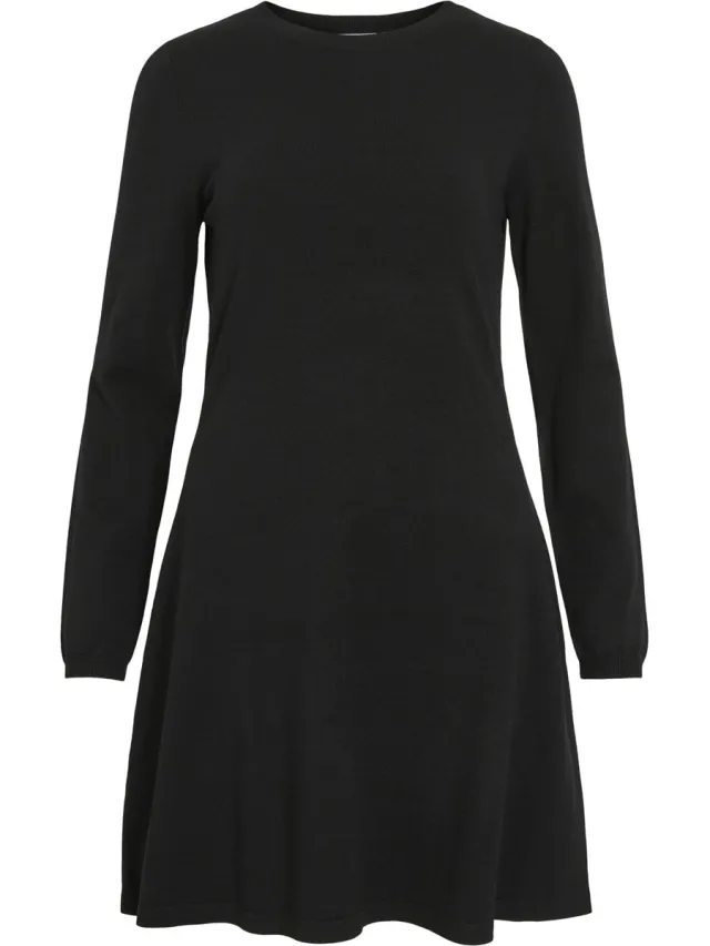 Vila VICOMFY A-LINE O-NECK KNIT DRESS - NOOS - Dames - Mini jurken Black