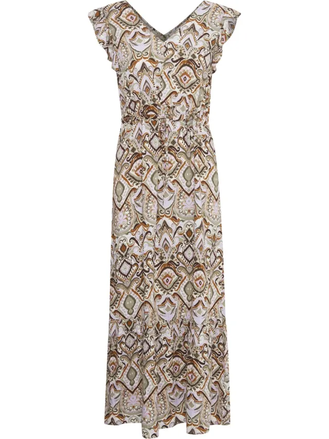b.Young BYMMJOELLA FRILL DRESS 2 - Dames Jurk Aloe Boho Mix