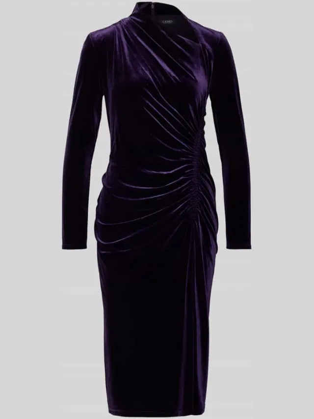 Lauren Ralph Lauren Midi-juk van fluweel met plooien, model 'FELRAD' violet, foto 2