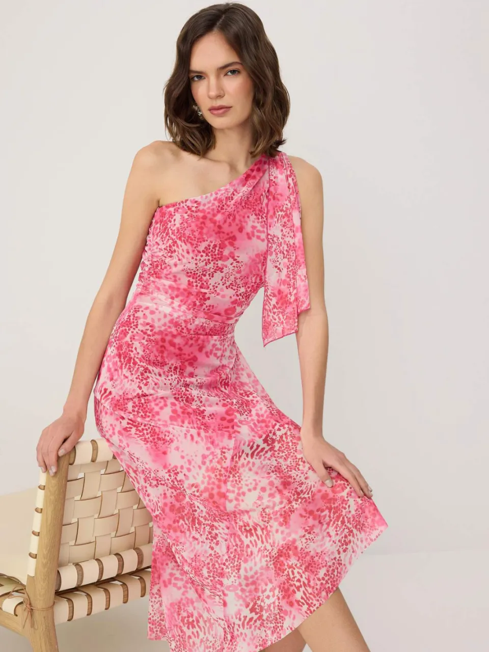 Trendyol TRENDYOLMİLLA Dames Roze Abstract Midi Mouwloos Skater Jurken, foto 2