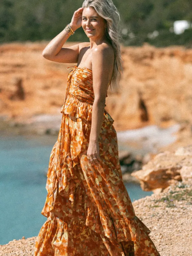 Bolina Island maxi jurk oranje Oranje/ geel