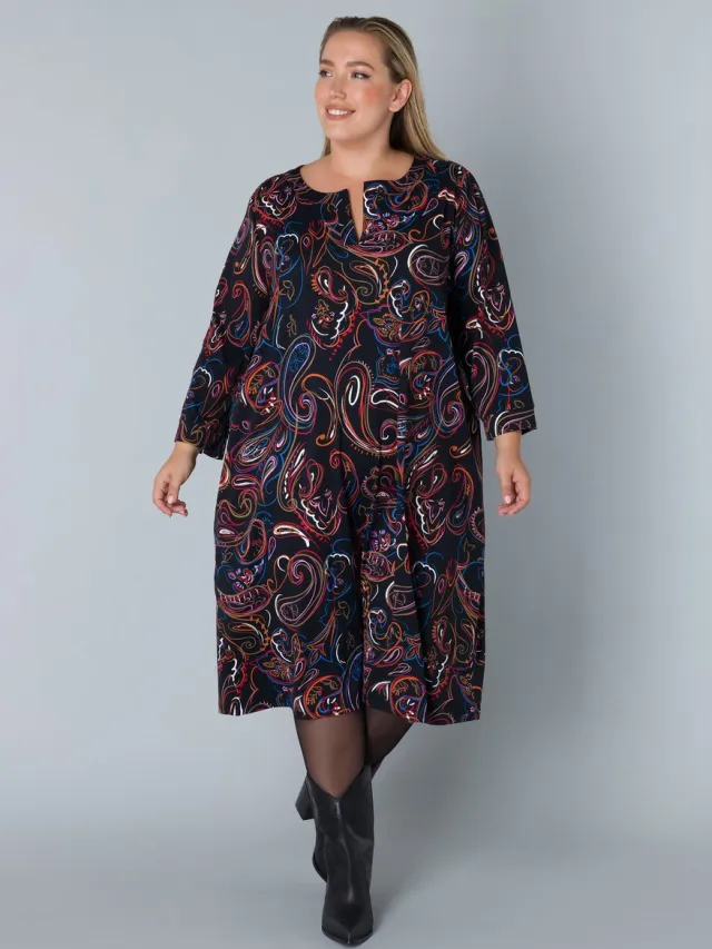 Colletta jurk travel print Black-Multi-Colour