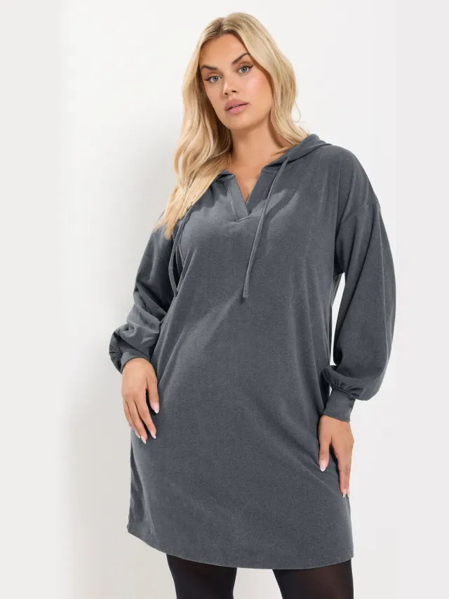Yours Antracietgrijze Jurkhoodie Grey