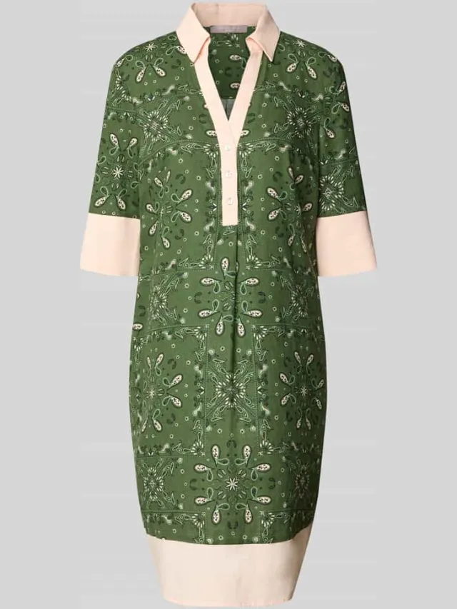 Christian Berg Woman Selection Knielange jurk met polokraag en korte knoopsluiting olijfgroen, foto 2