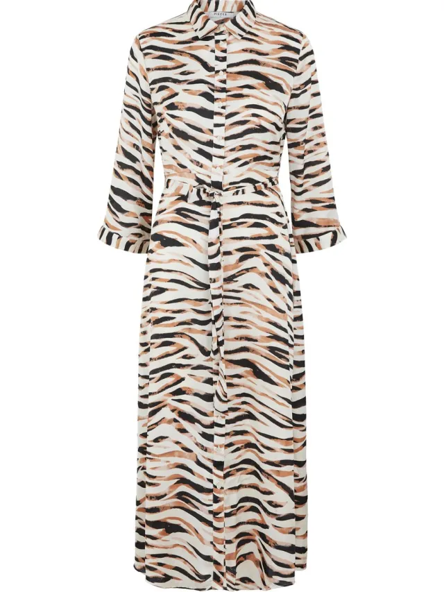 Pieces PCRYJA 3/4 MIDI TIE DRESS D2D BC Dames Jurk AOP